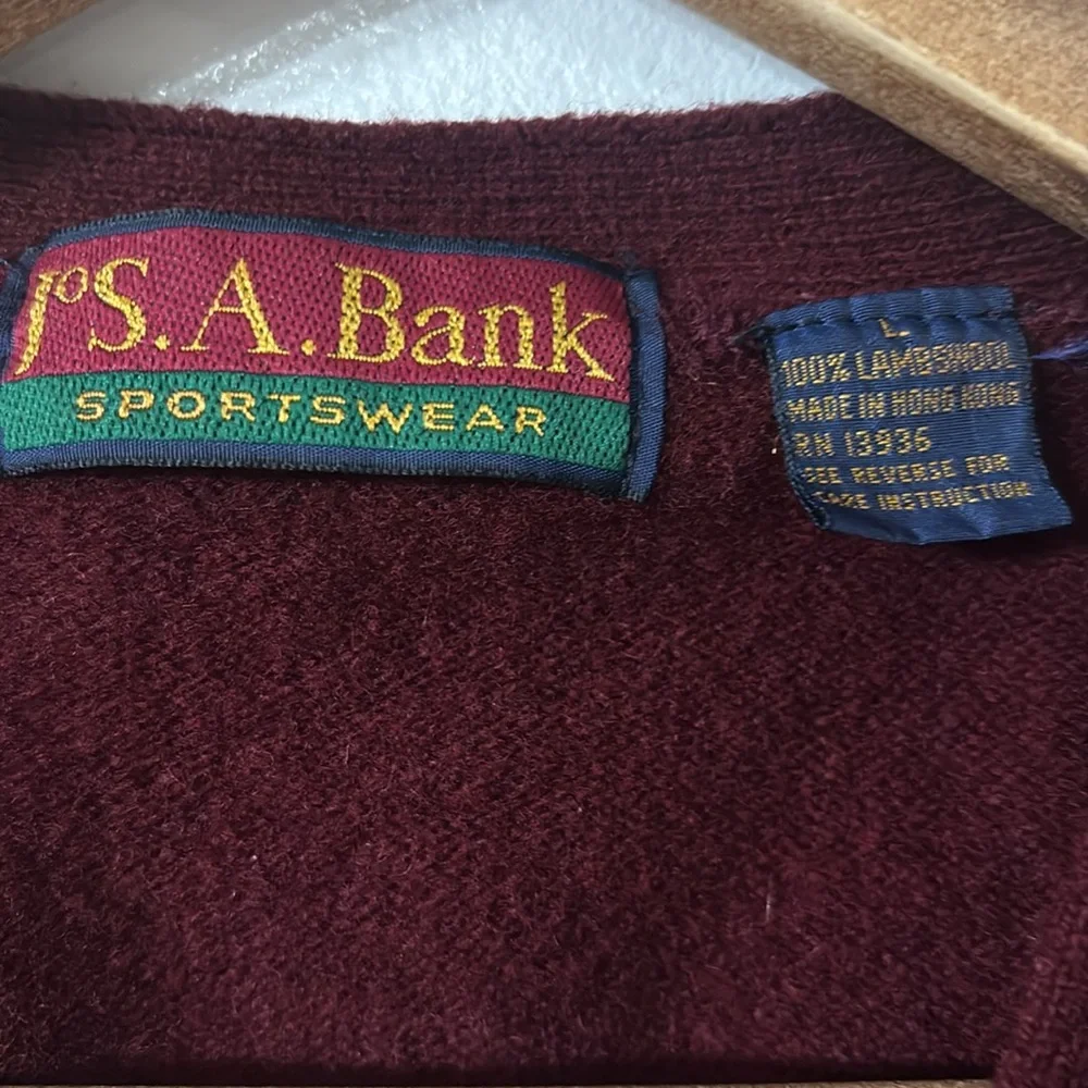 Jos. A. Bank Sportswear Maroon 100% Lambswool Sweater Vest Buttons Soft Large